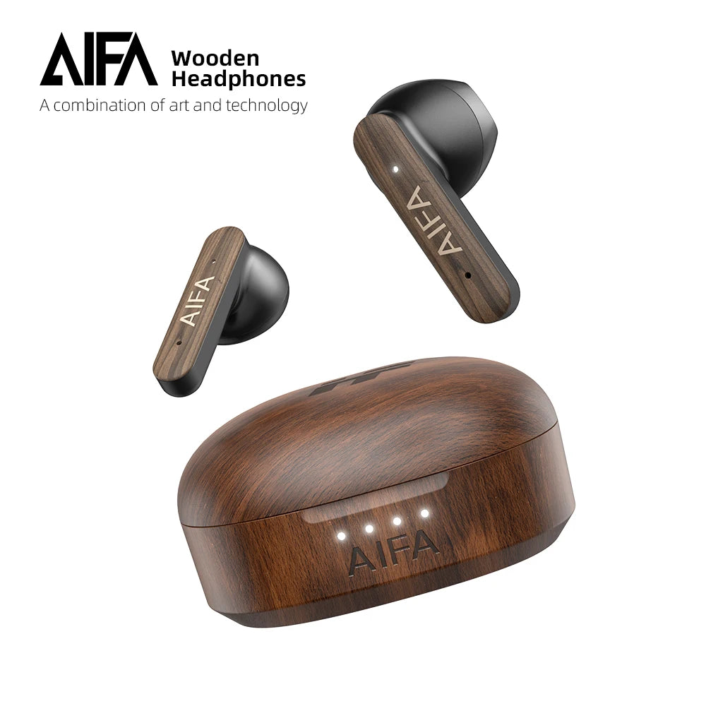AIFA houten draadloze oordopjes met actieve ruisonderdrukking