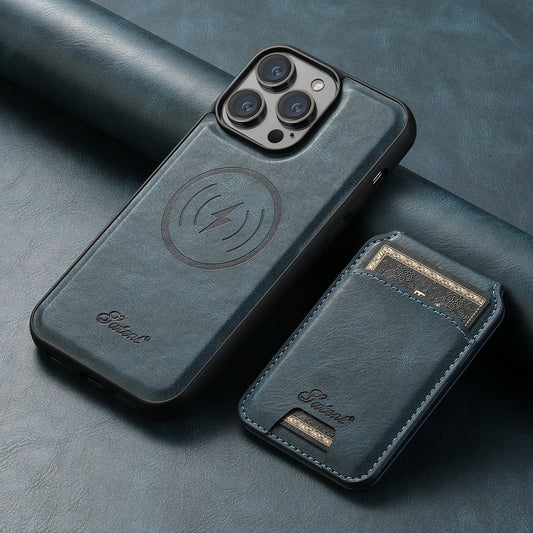 Lederen Telefoonhoesje met Pasjeshouder voor iPhone en MagSafe Opladen.