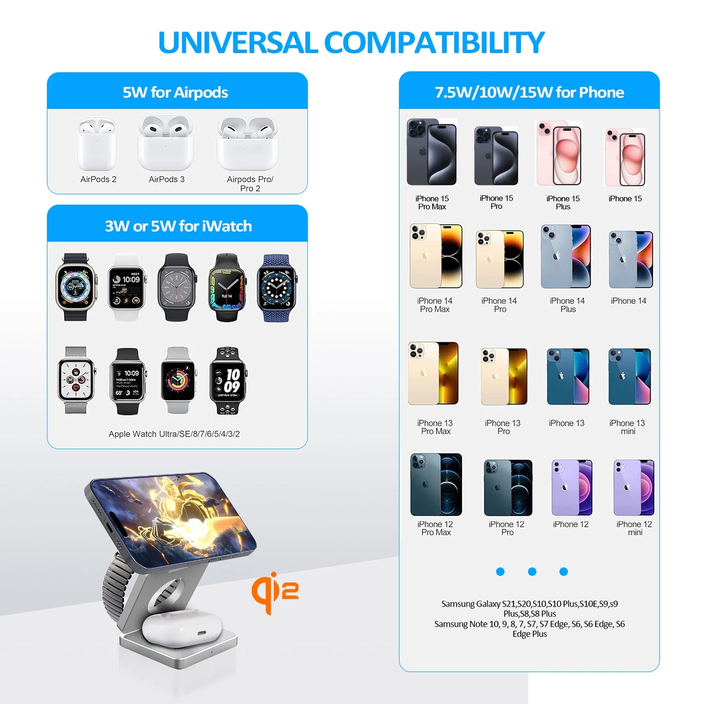 Qi2 3-in-1 magnetische draadloze oplader .