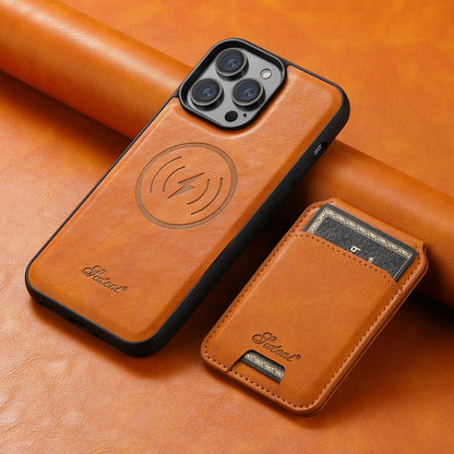 Lederen Telefoonhoesje met Pasjeshouder voor iPhone en MagSafe Opladen.