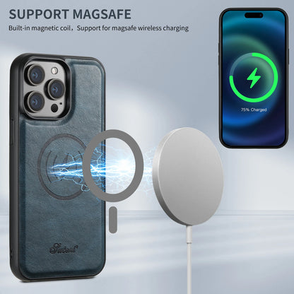 Lederen Telefoonhoesje met Pasjeshouder voor iPhone en MagSafe Opladen.