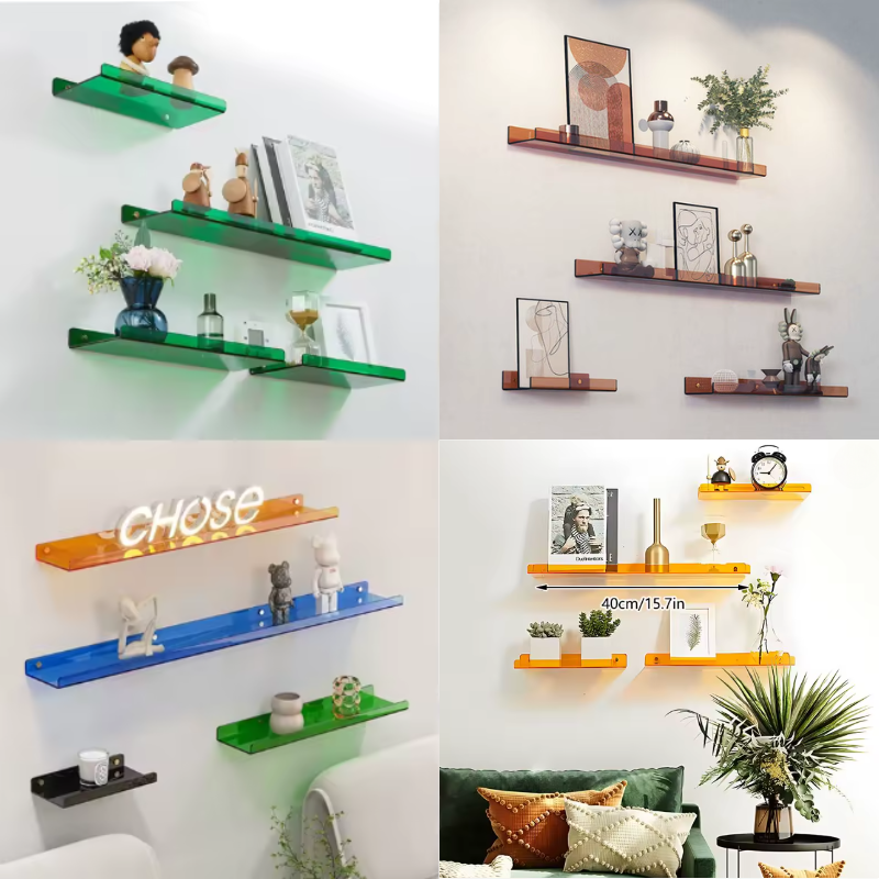 Zwevende Acryl Wandplanken – Kleurrijk, Creatief & Stijlvol